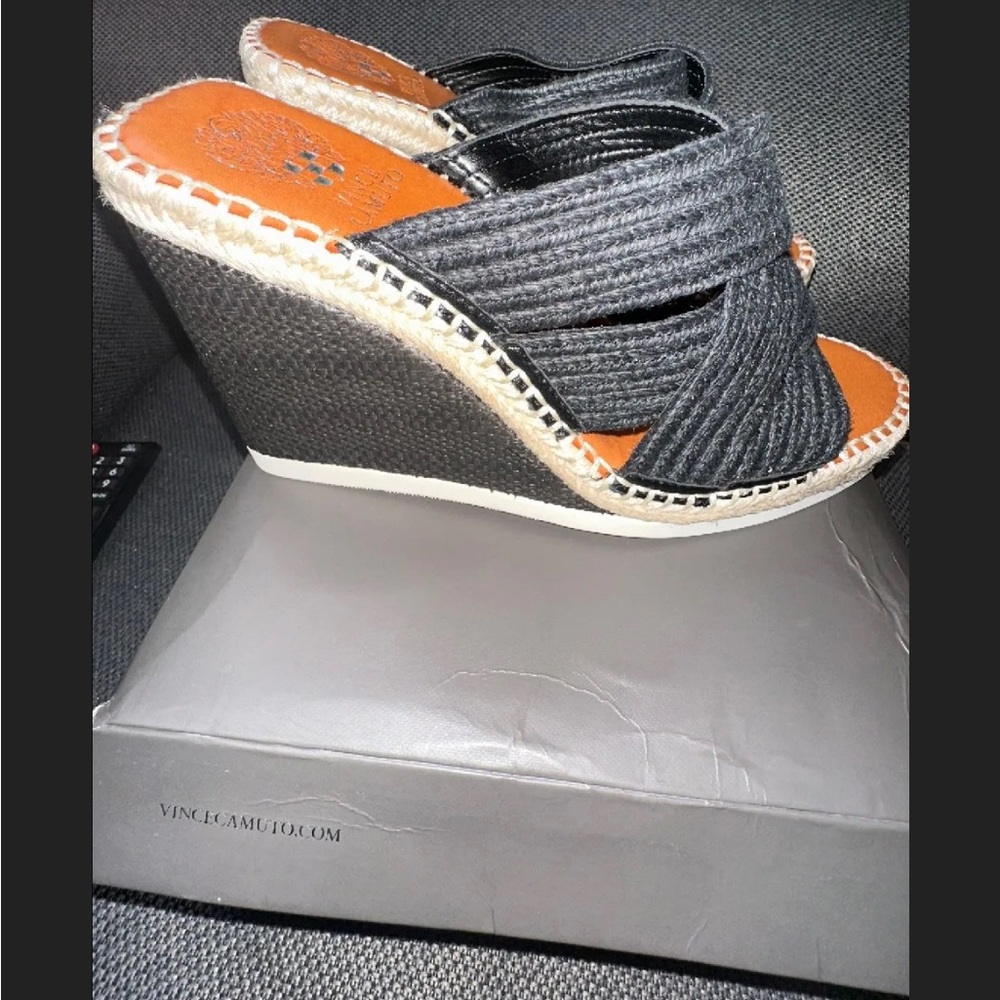 Vince Camuto Black Wedge Sandals for Women